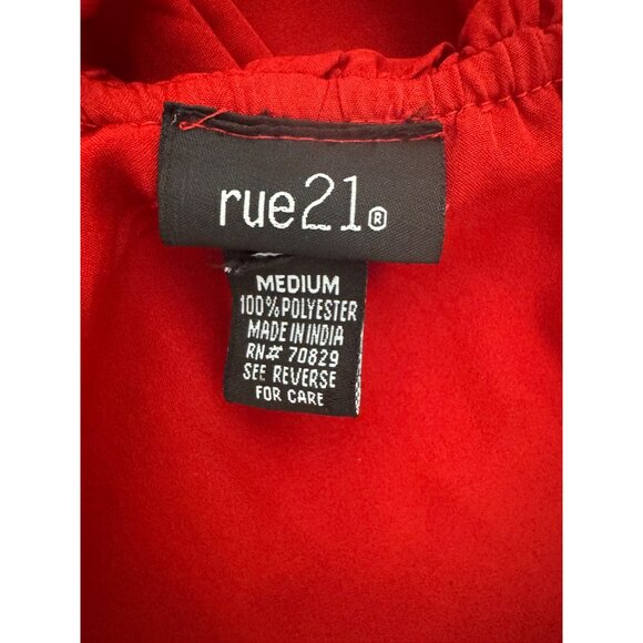 Red Double Ruffle Sequins One-Shoulder Blouson Top Blouse Shirt‎ Size Medium - Picture 5 of 6